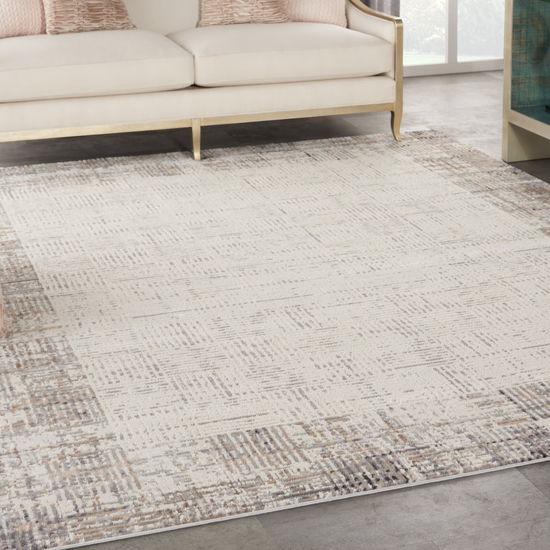 Steelside™ Alyse Machine Woven Gray/Ivory Rug & Reviews Wayfair